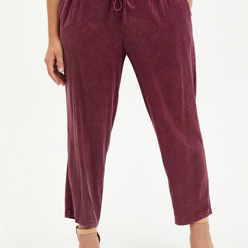 Torrid Size 0/ 12/ L Relaxed Taper Stretch Challis High Rise Tie Front Pants